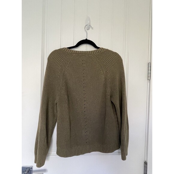 Marine Layer Women Ezra V-Neck Cotton Chunky Knit Sweater Pullover Boho Casual - Picture 3 of 6